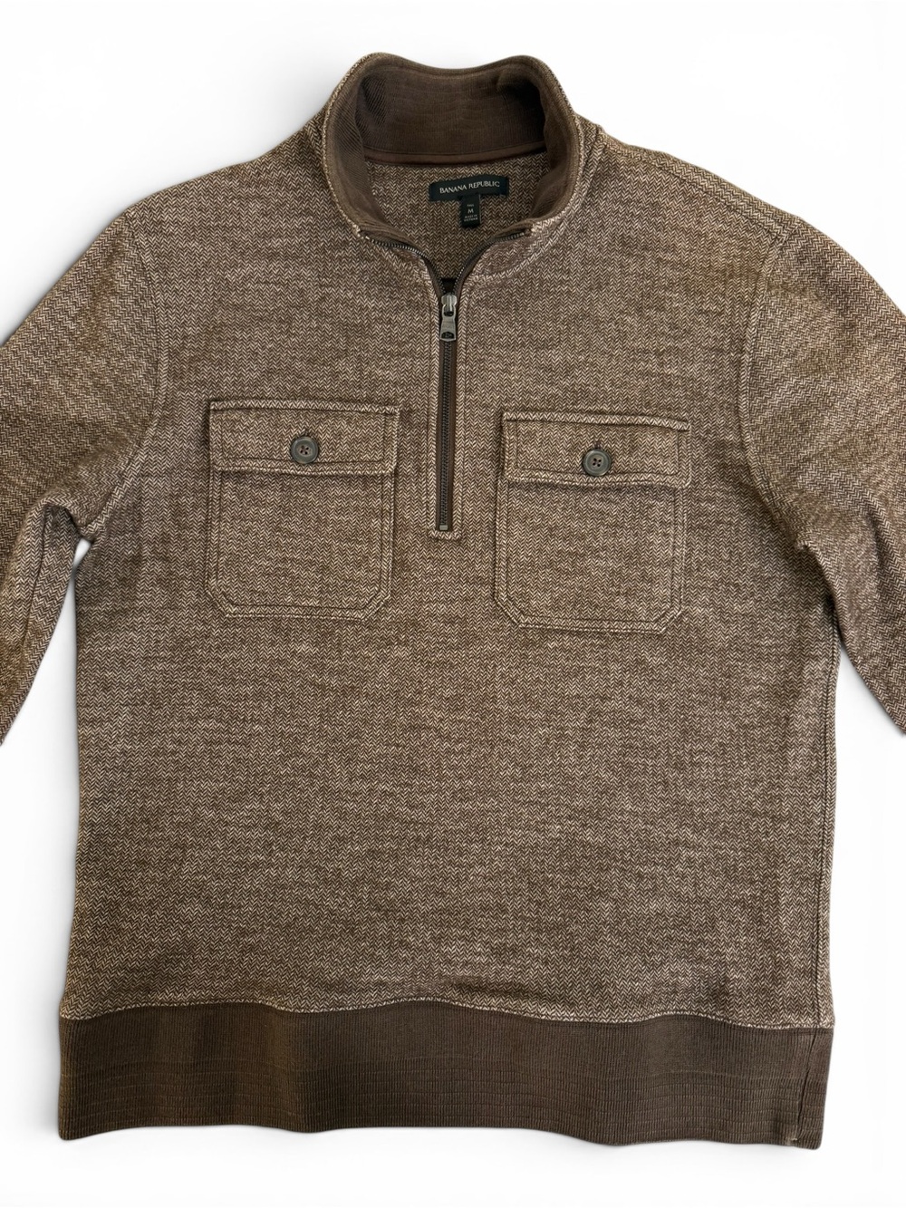 Banana Republic Heathered Brown Quarter-Zip Sweater Men’s Medium Tall